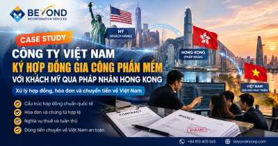 Case Study: Công ty Việt Nam ký hợp đồng gia công phần mềm với khách Mỹ qua pháp nhân Hong Kong – xử lý hợp đồng, hóa đơn và chuyển tiền về Việt Nam