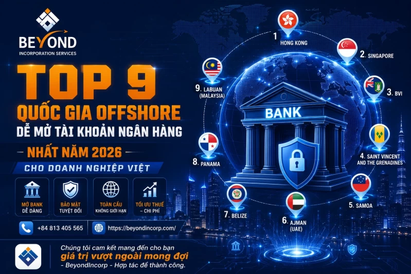 TOP 9 quốc gia Offshore dễ mở tài khoản ngân hàng nhất 2026 cho doanh nghiệp Việt